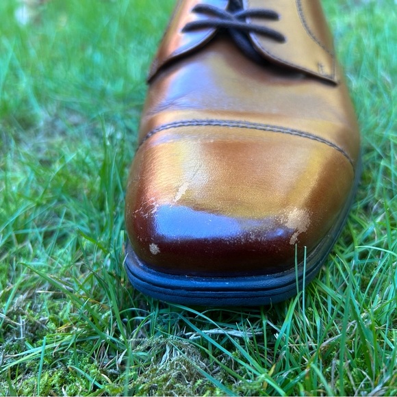 Florsheim Boy Cap Toe Leather Oxfords Big Boy Size 4 Memory Foam Lace Up Comfort - Picture 6 of 10